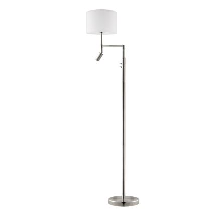 Eglo - LED Stojací lampa TUNJA 1xE27/60W/230V + LED/2,1W pr. 30 cm matný chrom/bílá