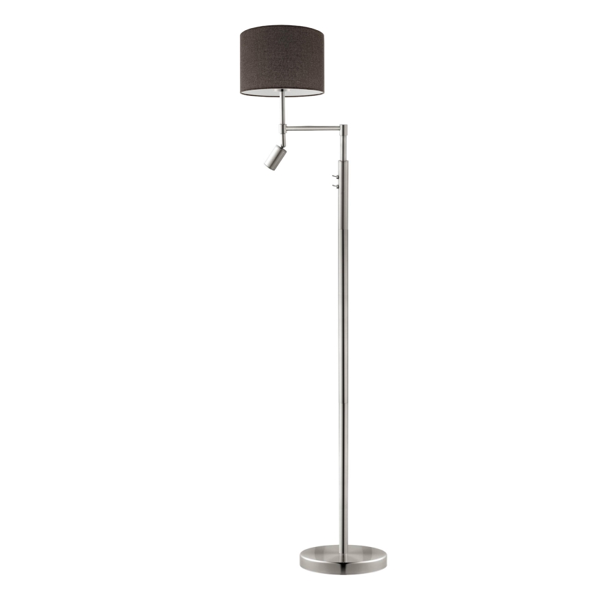 Eglo - LED Stojací lampa TUNJA 1xE27/60W/230V + LED/2,1W pr. 30 cm matný chrom/hnědá