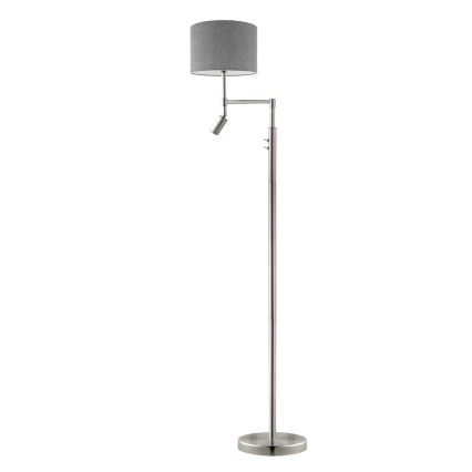 Eglo - LED Stojací lampa TUNJA 1xE27/60W/230V + LED/2,1W pr. 30 cm matný chrom/šedá