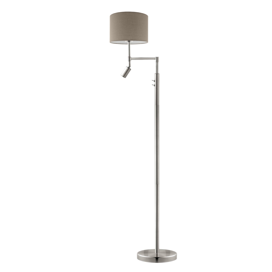 Eglo - LED Stojací lampa TUNJA 1xE27/60W/230V + LED/2,1W pr. 30 cm matný chrom/taupe