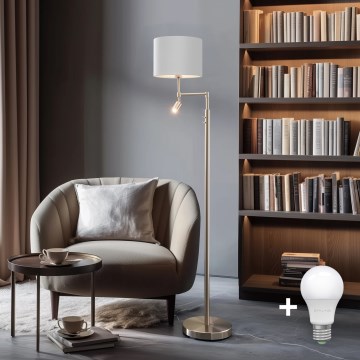Eglo - LED Stojací lampa TUNJA 1xE27/60W/230V + LED/2,1W pr. 30 cm matný chrom/bílá