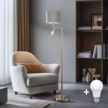Eglo - LED Stojací lampa TUNJA 1xE27/60W/230V + LED/2,1W pr. 30 cm matný chrom/šedá