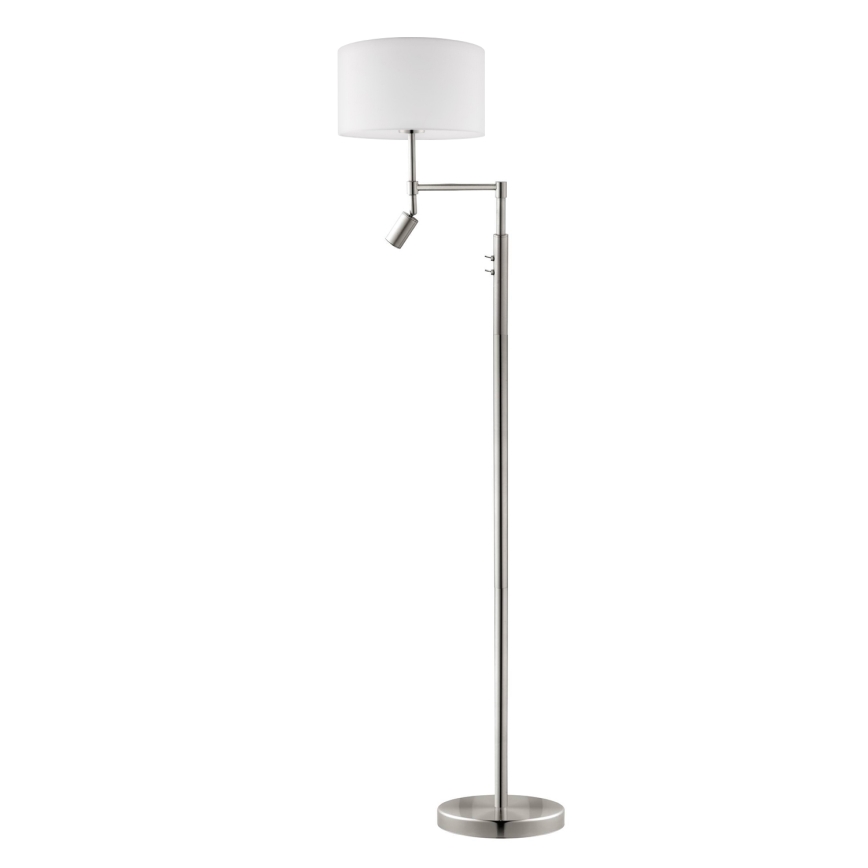 Eglo - LED Stojací lampa TUNJA 1xE27/60W/230V + LED/2,1W pr. 38 cm matný chrom/bílá