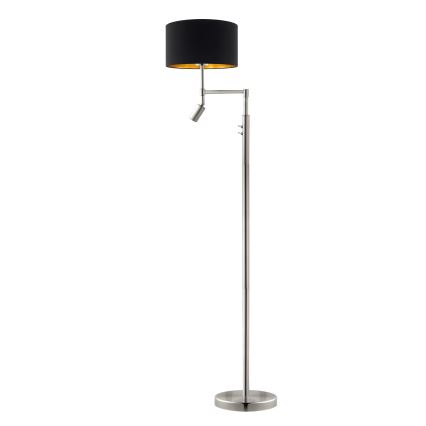 Eglo - LED Stojací lampa TUNJA 1xE27/60W/230V + LED/2,1W pr. 38 cm matný chrom/černá