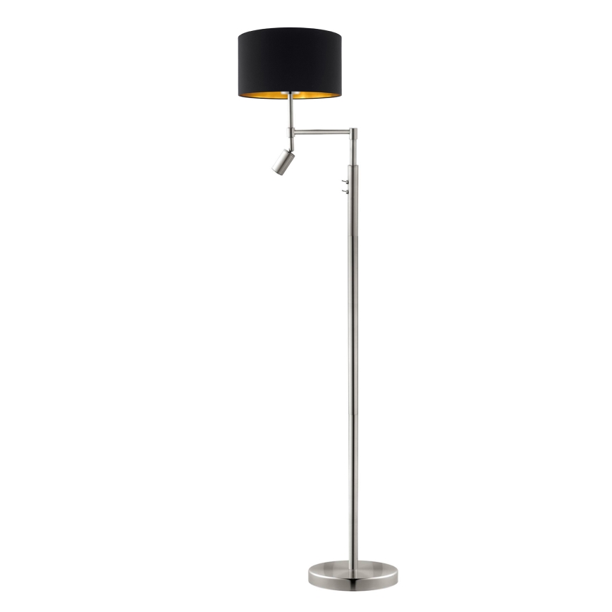 Eglo - LED Stojací lampa TUNJA 1xE27/60W/230V + LED/2,1W pr. 38 cm matný chrom/černá