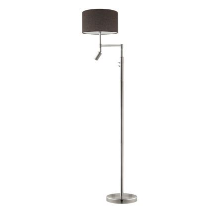 Eglo - LED Stojací lampa TUNJA 1xE27/60W/230V + LED/2,1W pr. 38 cm matný chrom/hnědá