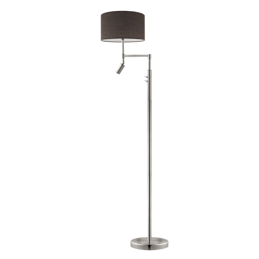 Eglo - LED Stojací lampa TUNJA 1xE27/60W/230V + LED/2,1W pr. 38 cm matný chrom/hnědá
