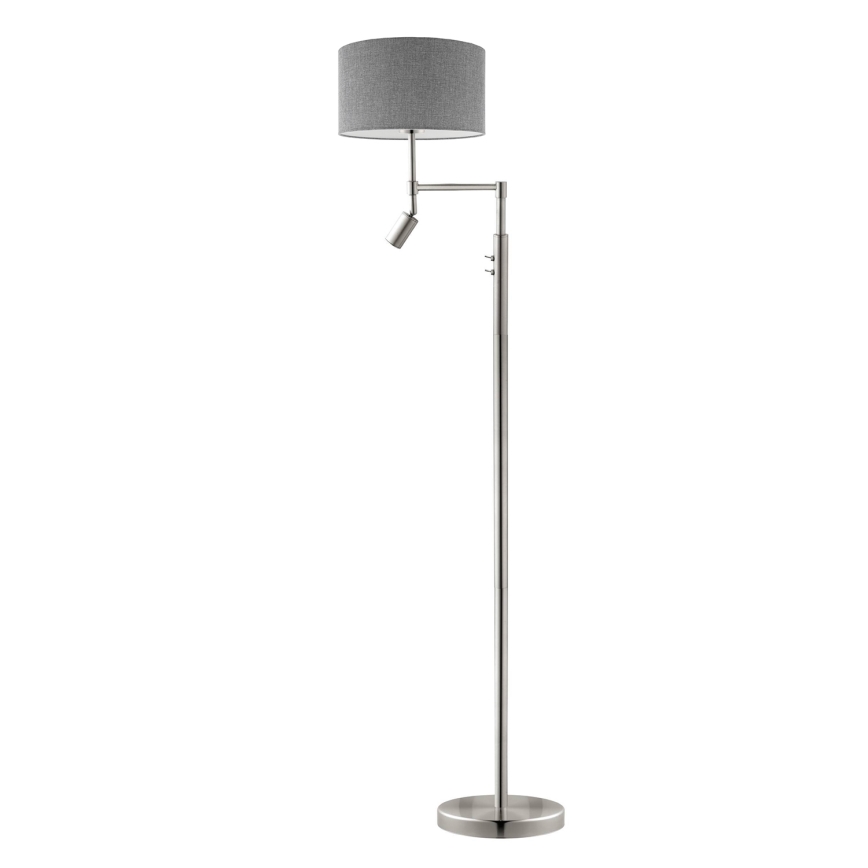Eglo - LED Stojací lampa TUNJA 1xE27/60W/230V + LED/2,1W pr. 38 cm matný chrom/šedá