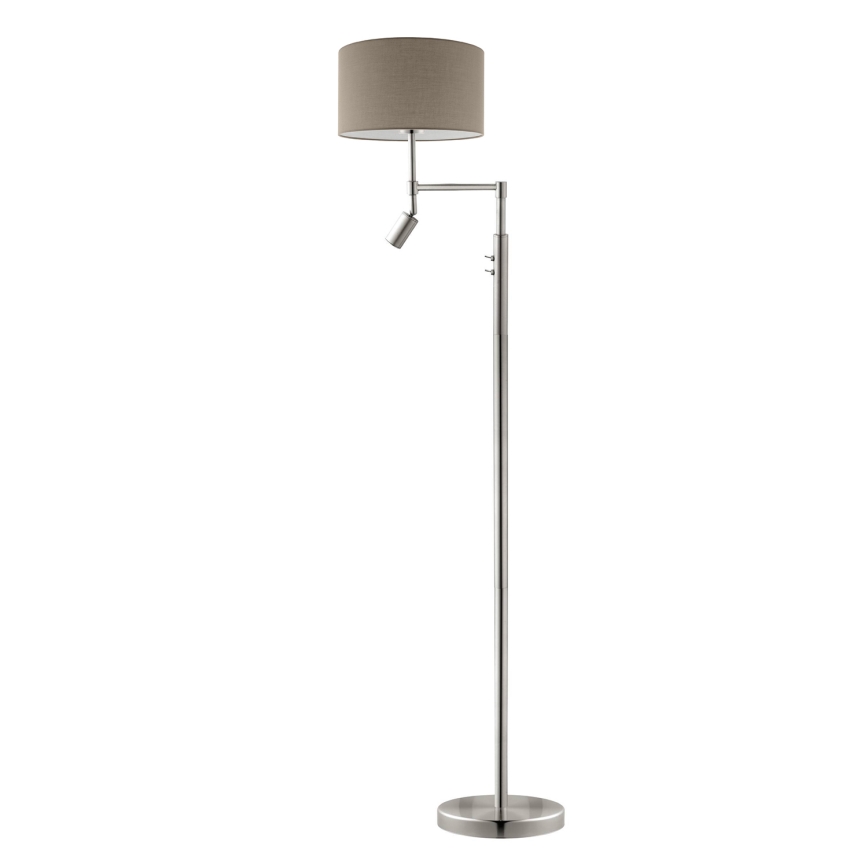 Eglo - LED Stojací lampa TUNJA 1xE27/60W/230V + LED/2,1W pr. 38 cm matný chrom/taupe