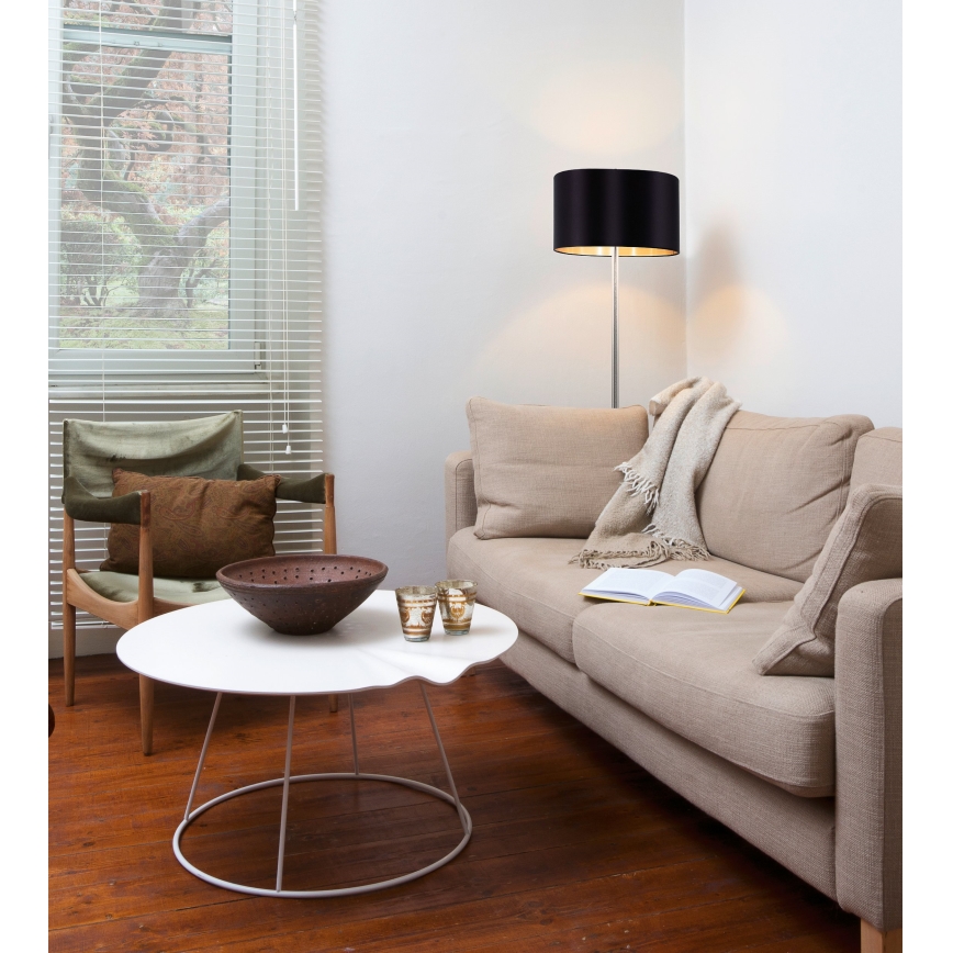 Eglo - LED Stojací lampa TUNJA 1xE27/60W/230V matný chrom/černá
