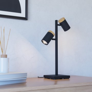 Eglo - LED Stolní lampa 2xGU10/4,5W/230V 3000K černá/hnědá
