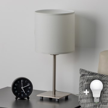 Eglo - LED  Stolní lampa TUNJA 1xE27/60W/230V 26,5 cm matný chrom/bílá