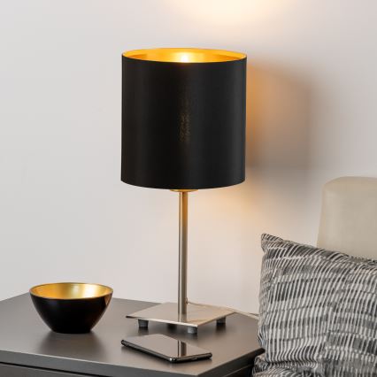 Eglo - LED  Stolní lampa TUNJA 1xE27/60W/230V 26,5 cm matný chrom/černá