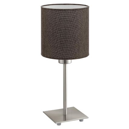 Eglo - LED  Stolní lampa TUNJA 1xE27/60W/230V 26,5 cm matný chrom/hnědá