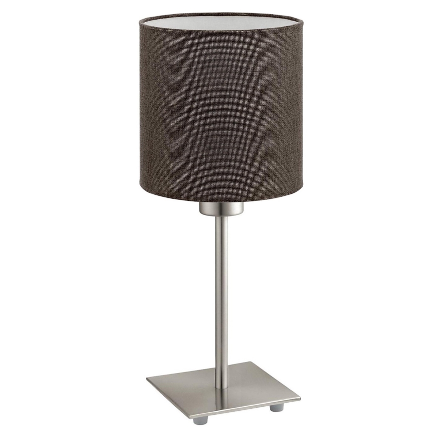 Eglo - LED  Stolní lampa TUNJA 1xE27/60W/230V 26,5 cm matný chrom/hnědá
