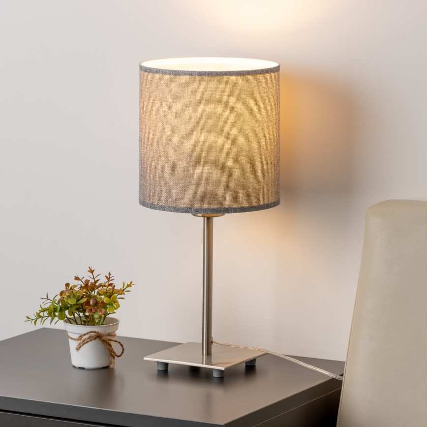 Eglo - LED  Stolní lampa TUNJA 1xE27/60W/230V 26,5 cm matný chrom/šedá