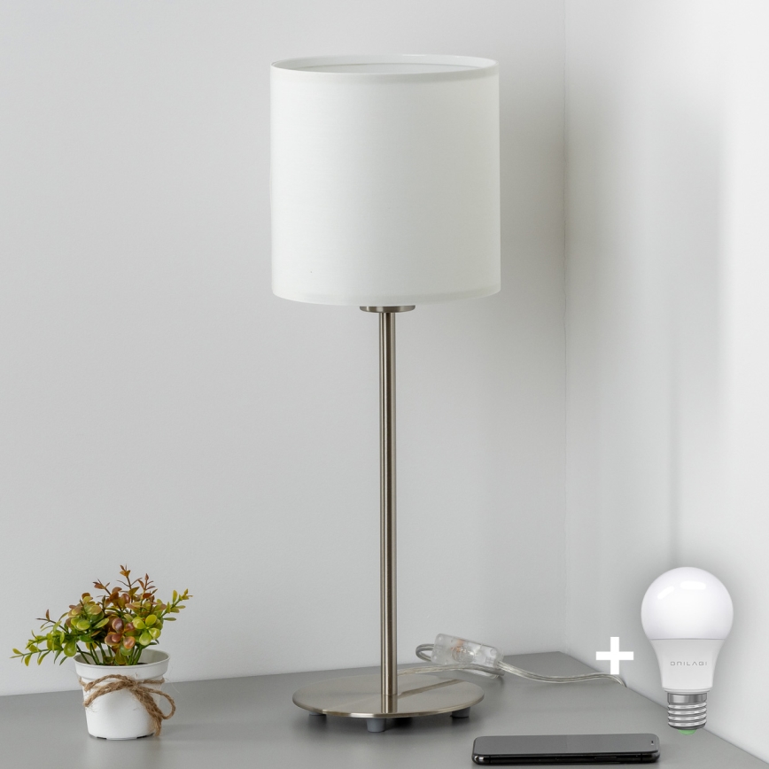 Eglo - LED  Stolní lampa TUNJA 1xE27/60W/230V 38,5 cm matný chrom/bílá