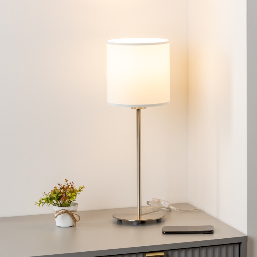 Eglo - LED  Stolní lampa TUNJA 1xE27/60W/230V 38,5 cm matný chrom/bílá