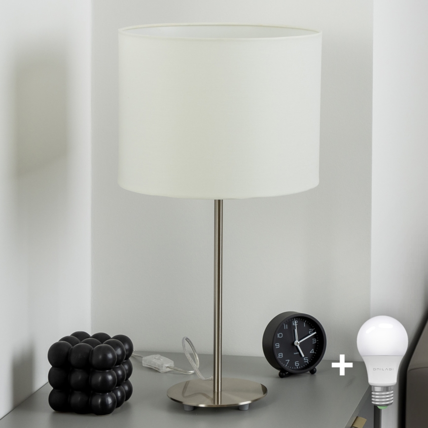 Eglo - LED  Stolní lampa TUNJA 1xE27/60W/230V 38,5 cm matný chrom/bílá