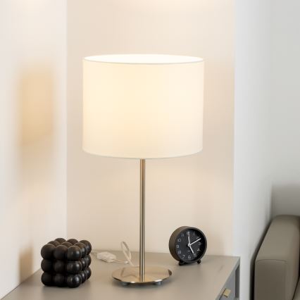 Eglo - LED  Stolní lampa TUNJA 1xE27/60W/230V 38,5 cm matný chrom/bílá