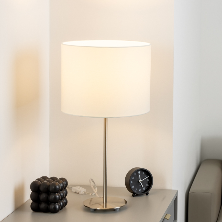 Eglo - LED  Stolní lampa TUNJA 1xE27/60W/230V 38,5 cm matný chrom/bílá