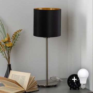 Eglo - LED  Stolní lampa TUNJA 1xE27/60W/230V 38,5 cm matný chrom/černá