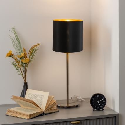 Eglo - LED  Stolní lampa TUNJA 1xE27/60W/230V 38,5 cm matný chrom/černá
