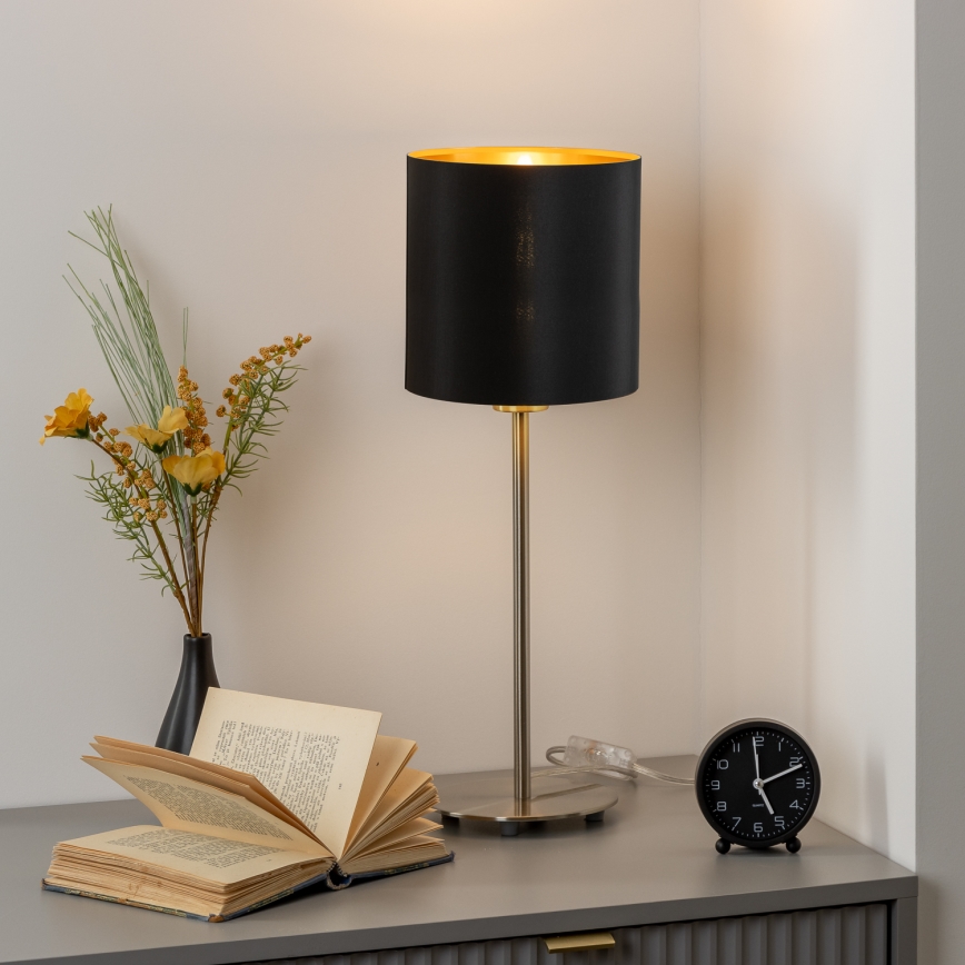 Eglo - LED  Stolní lampa TUNJA 1xE27/60W/230V 38,5 cm matný chrom/černá