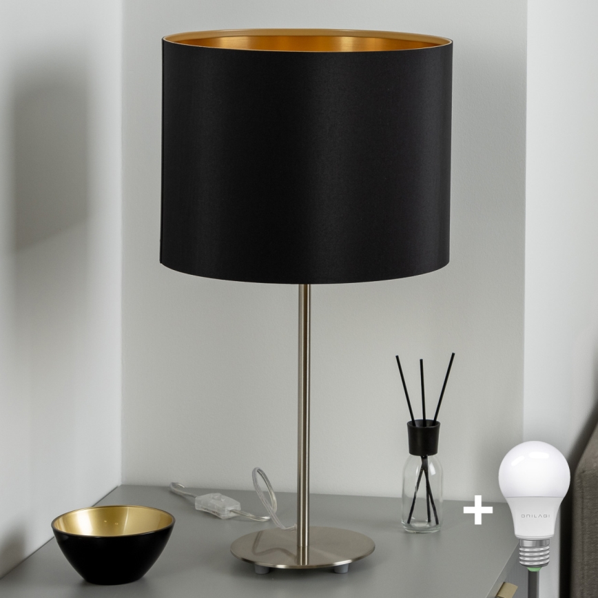 Eglo - LED  Stolní lampa TUNJA 1xE27/60W/230V 38,5 cm matný chrom/černá