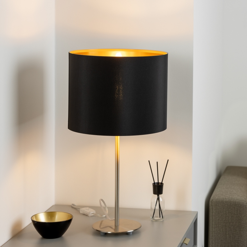 Eglo - LED  Stolní lampa TUNJA 1xE27/60W/230V 38,5 cm matný chrom/černá