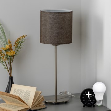 Eglo - LED  Stolní lampa TUNJA 1xE27/60W/230V 38,5 cm matný chrom/hnědá