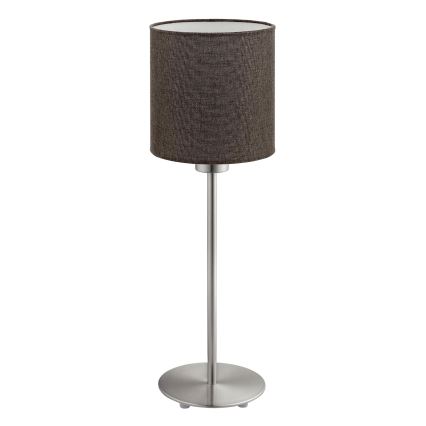 Eglo - LED  Stolní lampa TUNJA 1xE27/60W/230V 38,5 cm matný chrom/hnědá