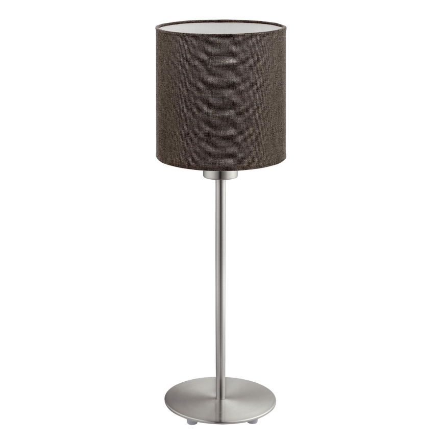 Eglo - LED  Stolní lampa TUNJA 1xE27/60W/230V 38,5 cm matný chrom/hnědá