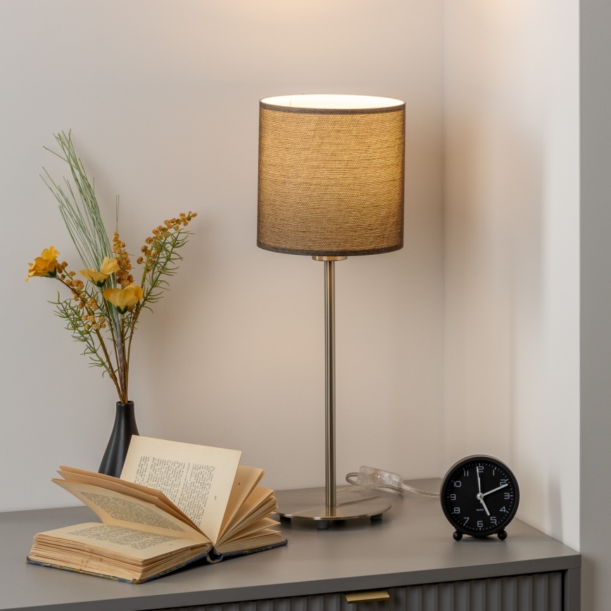 Eglo - LED  Stolní lampa TUNJA 1xE27/60W/230V 38,5 cm matný chrom/hnědá