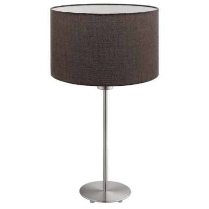 Eglo - LED  Stolní lampa TUNJA 1xE27/60W/230V 38,5 cm matný chrom/hnědá