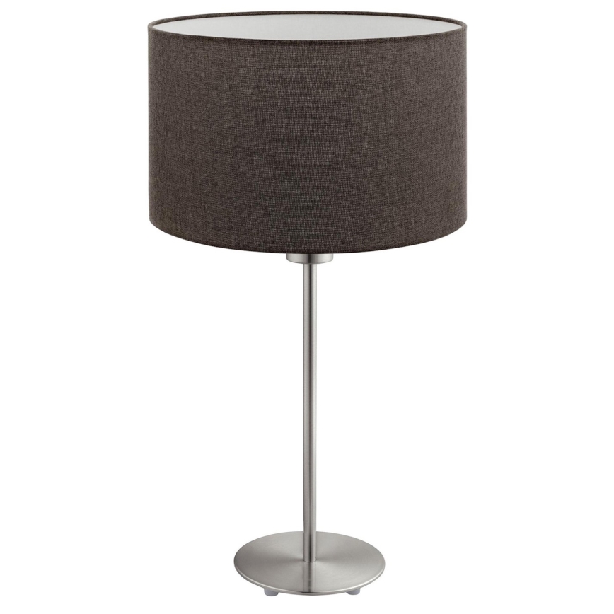 Eglo - LED  Stolní lampa TUNJA 1xE27/60W/230V 38,5 cm matný chrom/hnědá