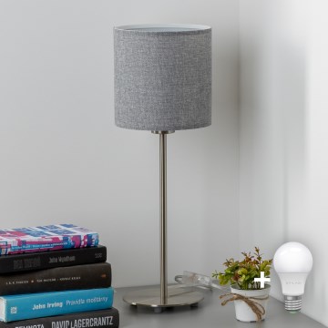 Eglo - LED  Stolní lampa TUNJA 1xE27/60W/230V 38,5 cm matný chrom/šedá