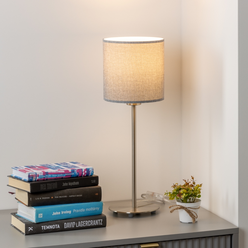 Eglo - LED  Stolní lampa TUNJA 1xE27/60W/230V 38,5 cm matný chrom/šedá