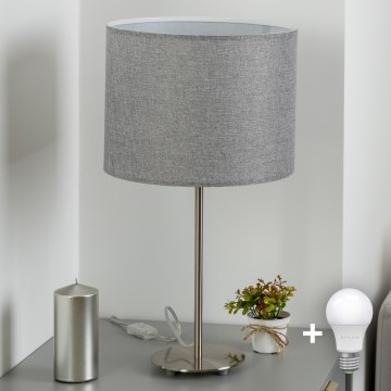 Eglo - LED  Stolní lampa TUNJA 1xE27/60W/230V 38,5 cm matný chrom/šedá