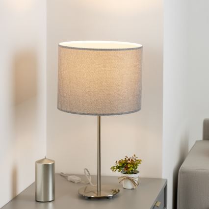 Eglo - LED  Stolní lampa TUNJA 1xE27/60W/230V 38,5 cm matný chrom/šedá