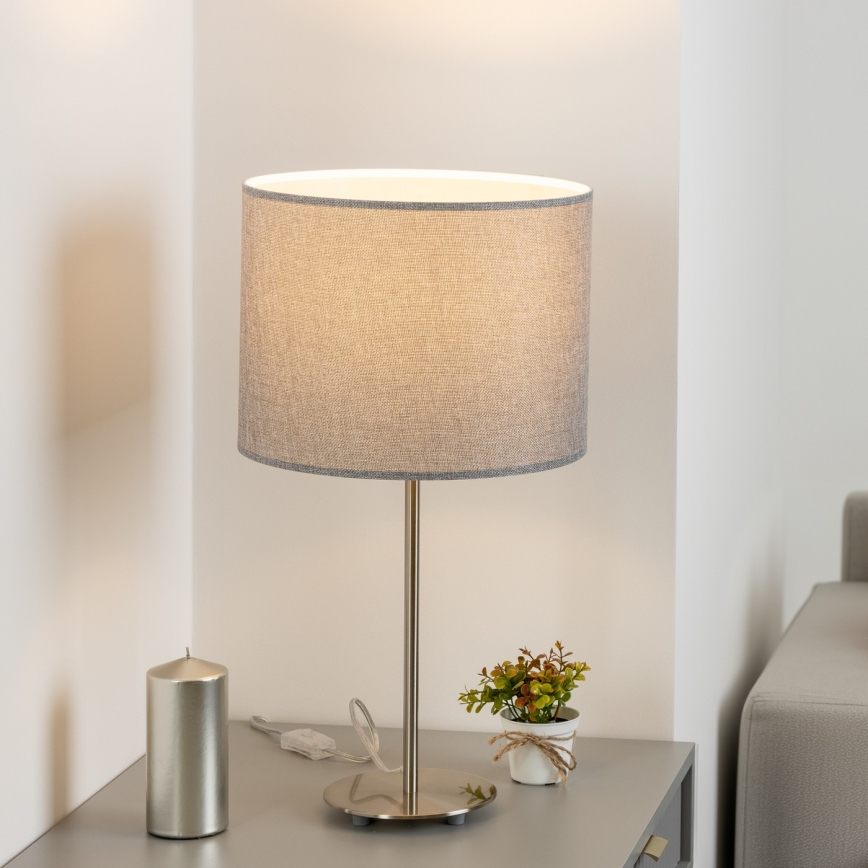 Eglo - LED  Stolní lampa TUNJA 1xE27/60W/230V 38,5 cm matný chrom/šedá