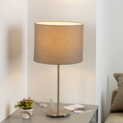 Eglo - LED  Stolní lampa TUNJA 1xE27/60W/230V 38,5 cm matný chrom/taupe