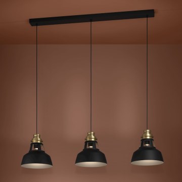 Eglo - Lustr na lanku 3xE27/40W/230V černá/zlatá