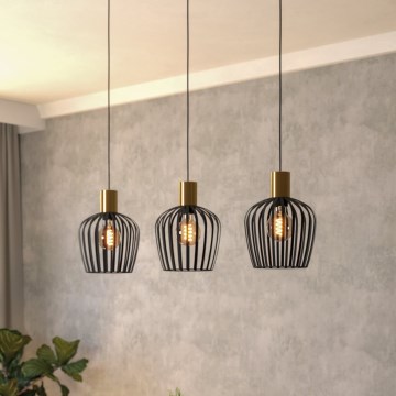 Eglo - Lustr na lanku 3xE27/40W/230V černá/zlatá