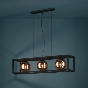 Eglo - Lustr na lanku 3xE27/40W/230V měděná/černá