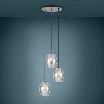 Eglo - Lustr na lanku 3xE27/60W/230V kouřová