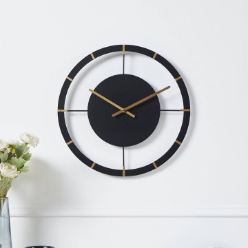 Eglo - Nástěnné hodiny 1xAA pr. 40 cm černá/zlatá