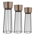 Eglo - SADA 3x Kovový květináč černá/zlatá