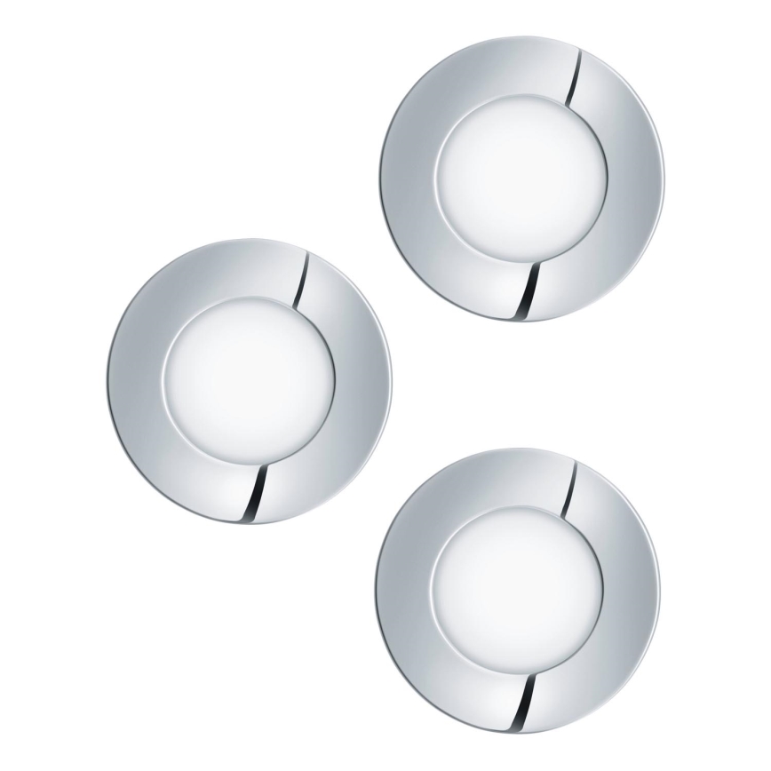 Eglo - SADA 3x LED Koupelnové podhledové svítidlo FUEVA 1xLED/2,8W/230V IP44 lesklý chrom