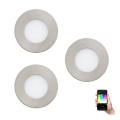 Eglo - SADA 3x LED RGB Stmívatelné podhledové svítidlo FUEVA-C 1xLED/3W/230V